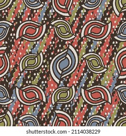 Seamless abstract pattern with the image of geometric shapes and wavy lines
