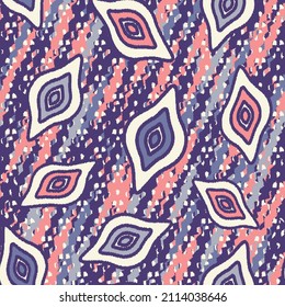 Seamless abstract pattern with the image of geometric shapes and wavy lines
