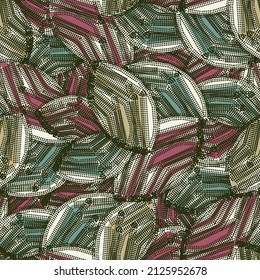 Seamless abstract pattern with the image of geometric elements and stripes
