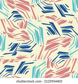 Seamless abstract pattern with the image of geometric broken lines and stripes
