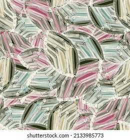 Seamless abstract pattern with the image of geometric elements and stripes
