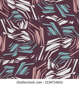 Seamless abstract pattern with the image of geometric broken lines and stripes
