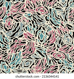 Seamless abstract pattern with the image of geometric elements and stripes
