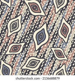 Seamless abstract pattern with the image of geometric shapes and wavy lines

