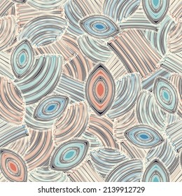 Seamless abstract pattern with the image of geometric elements and stripes

