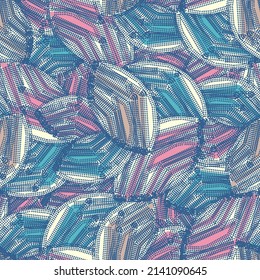 Seamless abstract pattern with the image of geometric elements and stripes
