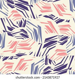 Seamless abstract pattern with the image of geometric broken lines and stripes
