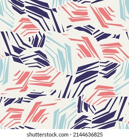 Seamless abstract pattern with the image of geometric broken lines and stripes
