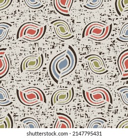 Seamless abstract pattern with the image of geometric shapes and messy lines
