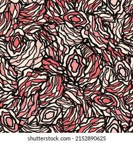 Seamless abstract pattern with the image of geometric elements and stripes
