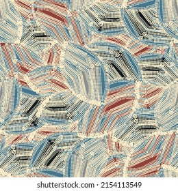 Seamless abstract pattern with the image of geometric elements and stripes
