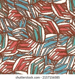 Seamless abstract pattern with the image of geometric broken lines and stripes
