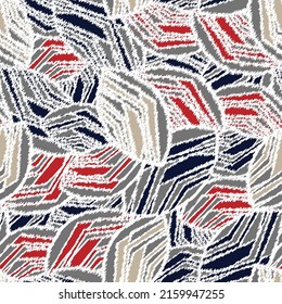 Seamless abstract pattern with the image of geometric broken lines and stripes
