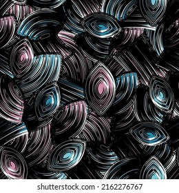 Seamless abstract pattern with the image of geometric elements and stripes
