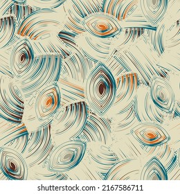 Seamless abstract pattern with the image of geometric elements and stripes
