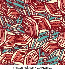 Seamless abstract pattern with the image of geometric broken lines and stripes
