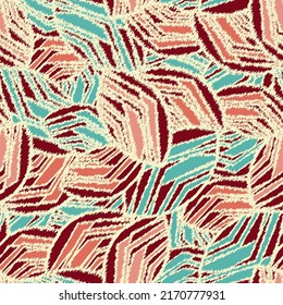 Seamless abstract pattern with the image of geometric broken lines and stripes
