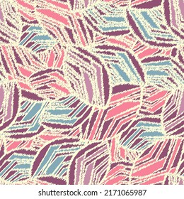 Seamless abstract pattern with the image of geometric broken lines and stripes
