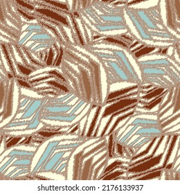 Seamless abstract pattern with the image of geometric broken lines and stripes
