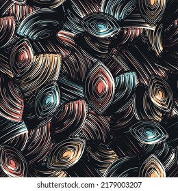 Seamless abstract pattern with the image of geometric elements and stripes
