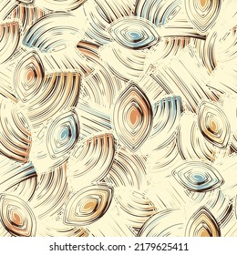 Seamless abstract pattern with the image of geometric elements and stripes
