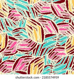 Seamless abstract pattern with the image of geometric broken lines and stripes

