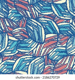 Seamless abstract pattern with the image of geometric broken lines and stripes
