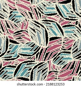 Seamless abstract pattern with the image of geometric broken lines and stripes
