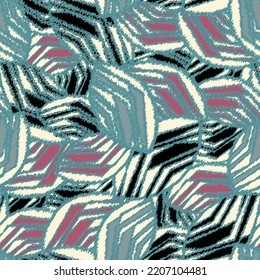 Seamless abstract pattern with the image of geometric broken lines and stripes
