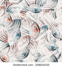 Seamless abstract pattern with the image of geometric elements and stripes

