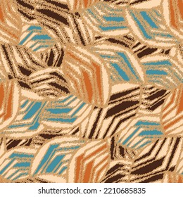 Seamless abstract pattern with the image of geometric broken lines and stripes
