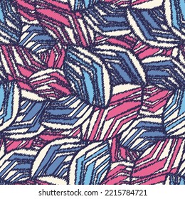 Seamless abstract pattern with the image of geometric broken lines and stripes
