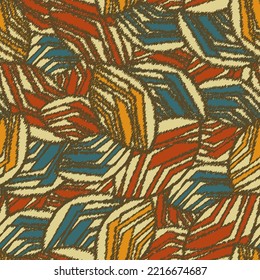 Seamless abstract pattern with the image of geometric broken lines and stripes
