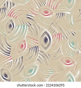 Seamless abstract pattern with the image of geometric elements and stripes
