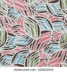 Seamless abstract pattern with the image of geometric broken lines and stripes
