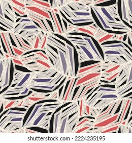 Seamless abstract pattern with the image of geometric broken lines and stripes
