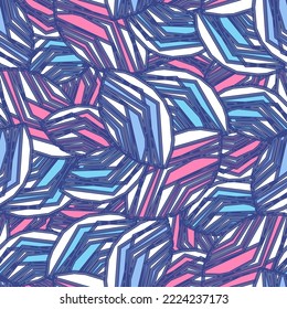 Seamless abstract pattern with the image of geometric broken lines and stripes
