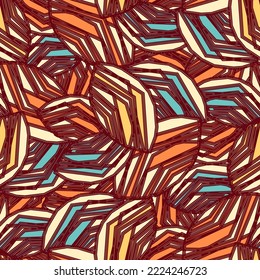 Seamless abstract pattern with the image of geometric broken lines and stripes
