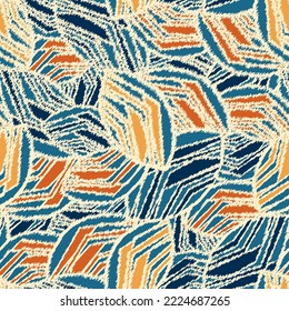 Seamless abstract pattern with the image of geometric broken lines and stripes
