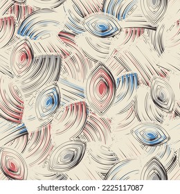 Seamless abstract pattern with the image of geometric elements and stripes
