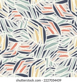 Seamless abstract pattern with the image of geometric broken lines and stripes
