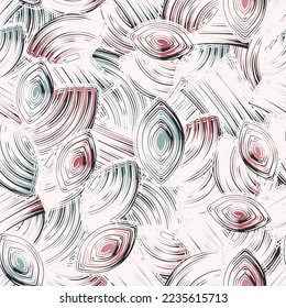 Seamless abstract pattern with the image of geometric elements and stripes
