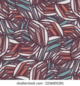 Seamless abstract pattern with the image of geometric broken lines and stripes
