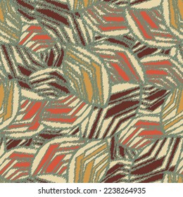 Seamless abstract pattern with the image of geometric broken lines and stripes
