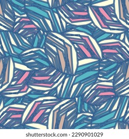 Seamless abstract pattern with the image of geometric broken lines and stripes

