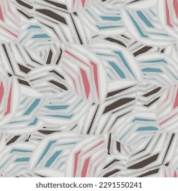 Seamless abstract pattern with the image of geometric broken lines and stripes

