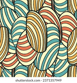 Seamless abstract pattern with the image of geometric elements and stripes
