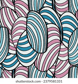 Seamless abstract pattern with the image of geometric elements and stripes
