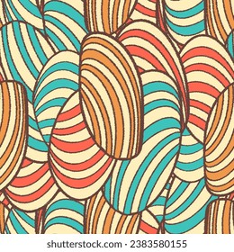 Seamless abstract pattern with the image of geometric elements and stripes
