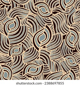 Seamless abstract pattern with the image of geometric elements and stripes
